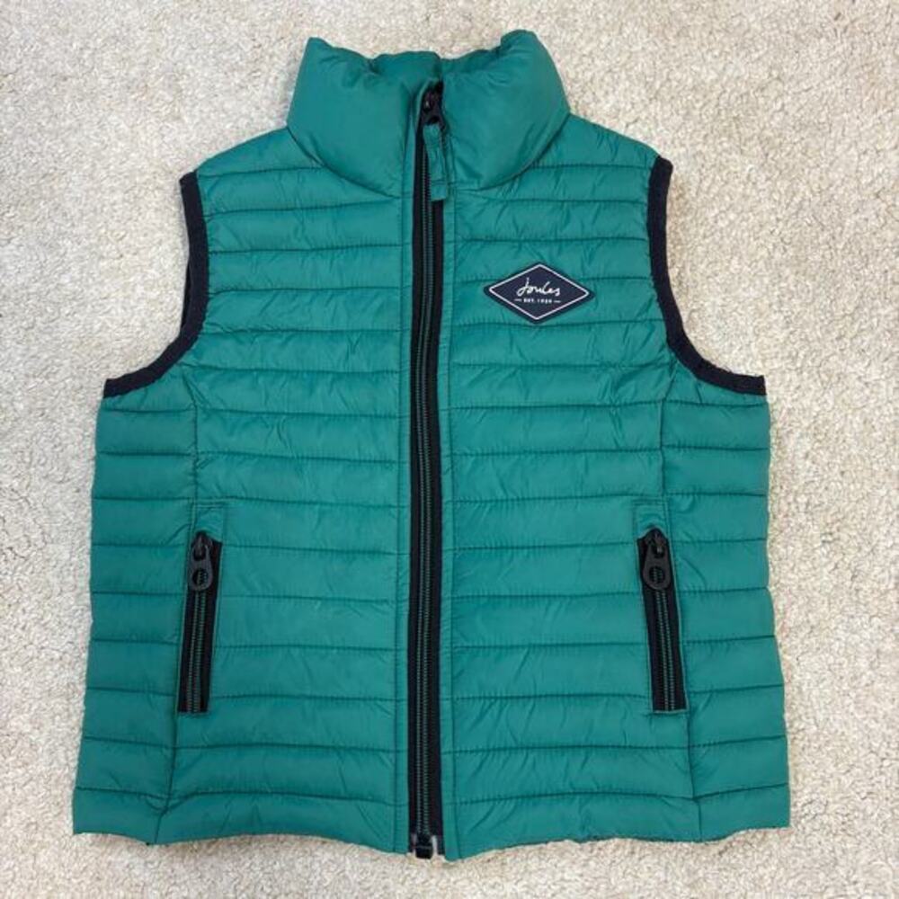 Joules Boy's Crofton Gilet Puffer Vest Teal Green Packable Pockets Size 2